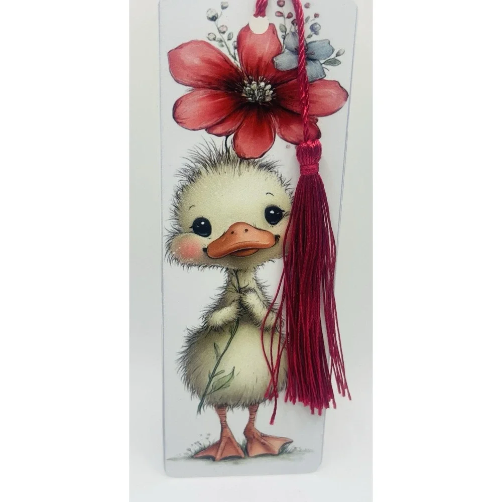 Cute Baby Duck Aluminum Bookmark With Tassel. 6X2
